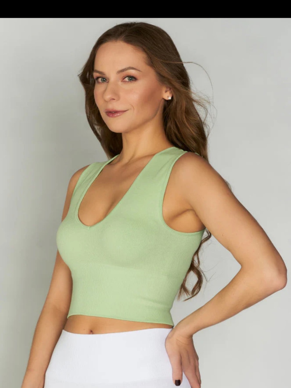 NWT C’est moi Bamboo Cropped Ribbed Top